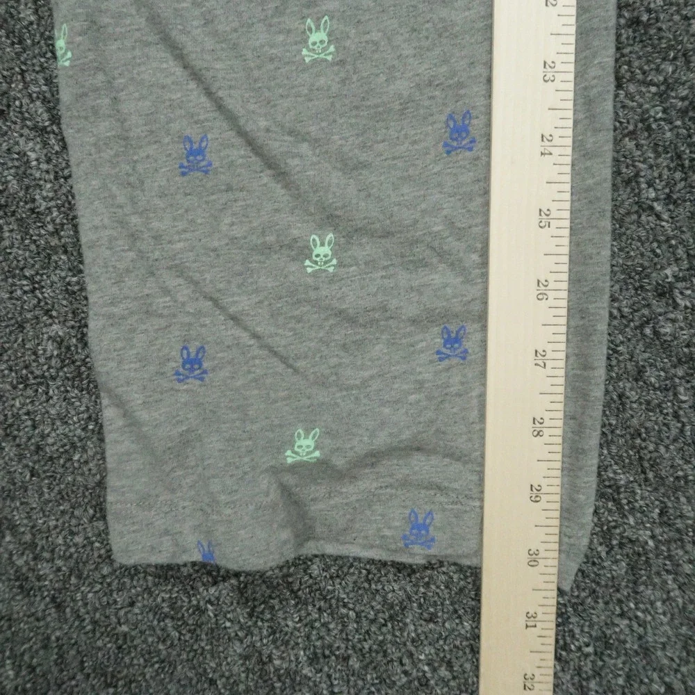 Psycho Bunny Pants Mens Medium Gray Print All Over Sleepwear Pockets Lightweight